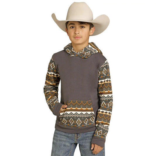 Rock & Roll Boy's Colour Blocked Aztec Hoodie-