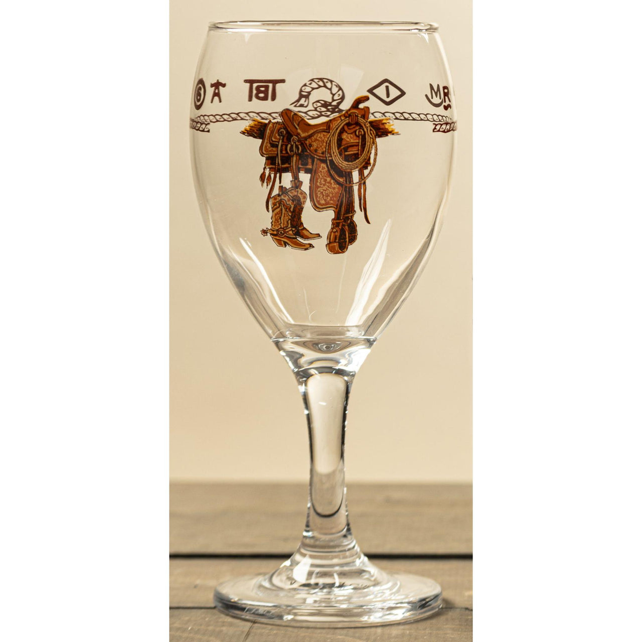 West Creation 12 oz Boots & Saddle Wine Glass- Set of 4