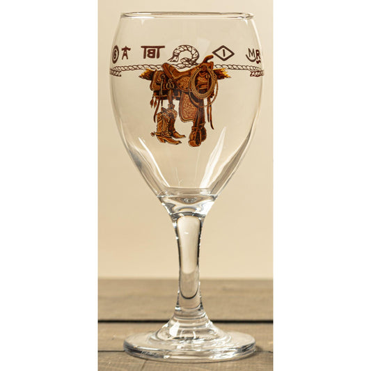 West Creation 12 oz Boots & Saddle Wine Glass- Set of 4