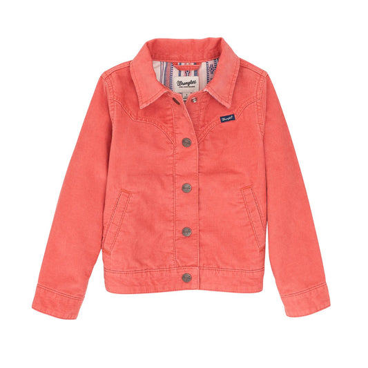 Wrangler Western Girl's Long Sleeve Corduroy Jacket- Coral