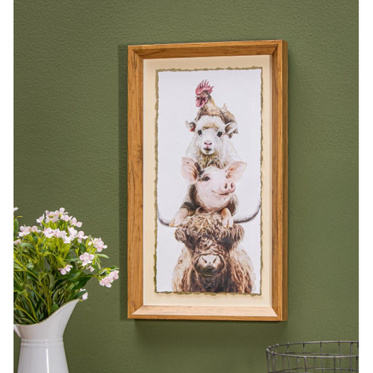 Evergreen Petal & Plow Stacked Farm Animal Canvas- 10 x 18