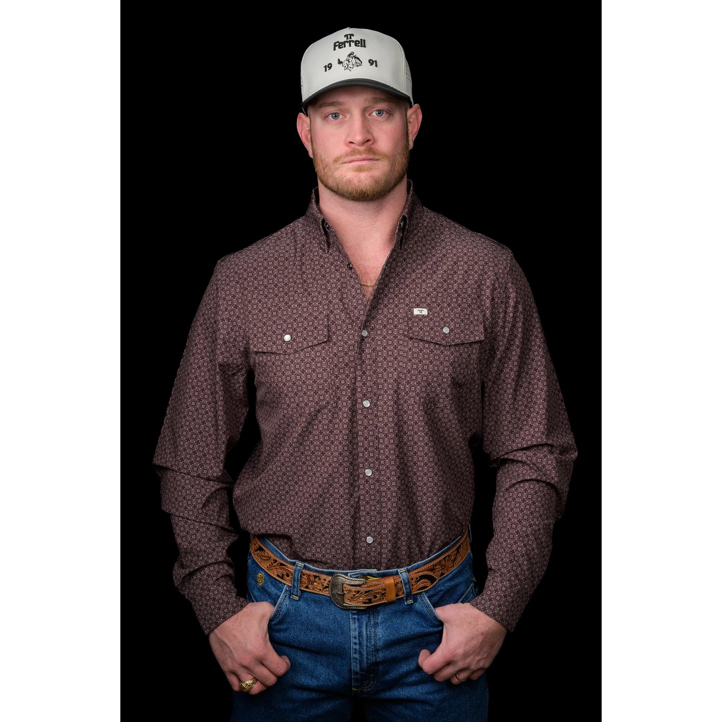 Ferrell Brand Men's The Silas Long Sleeve Snap Shirt- Multiple Colours