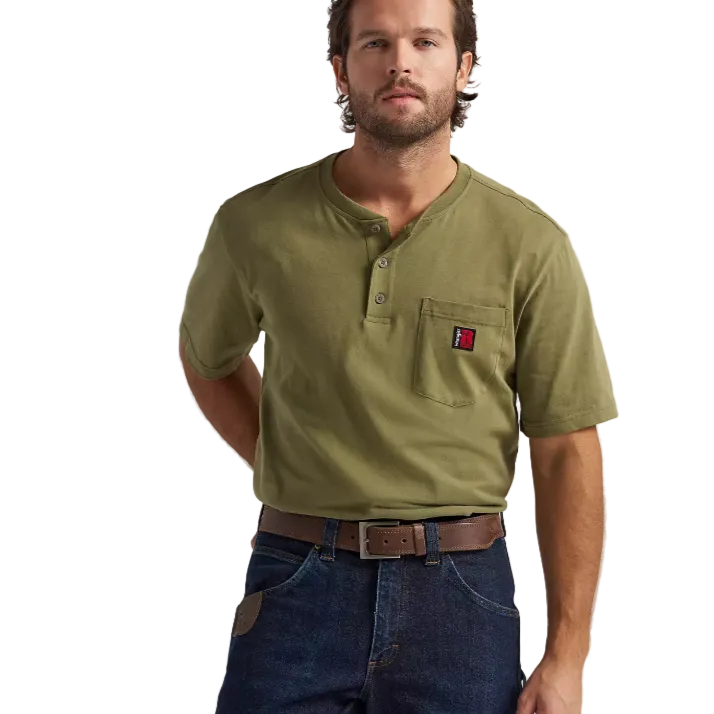 Wrangler Men's Riggs Workwear Short Sleeved Relaxed Henley - Green ...