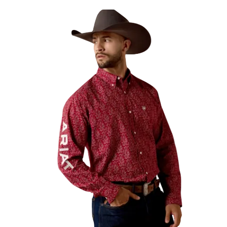 Ariat Men's Team Dylan Classic Fit Shirt - Red Scroll Print