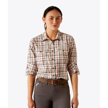 Ariat Women's Rebar Made Tough Durastretch Work Shirt- Vanilla