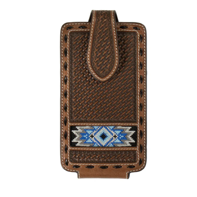 3D Cell Phone Case Basket Weave with Embossed Buck Lace- Brown - Irvine Tack & Western Wear