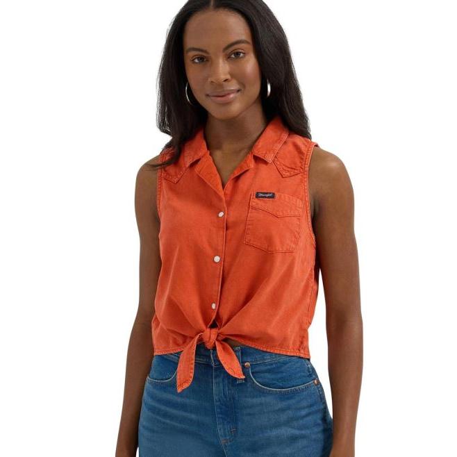 Wrangler Women's Retro Punchy Top- Red Orange
