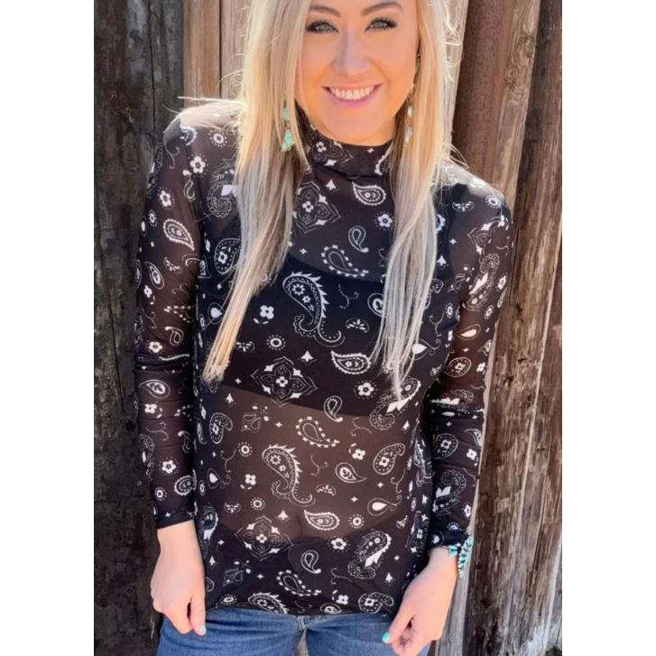 Sterling Kreek Women's Bandana Babe Mesh Long Sleeve Shirt- Multiple Colors