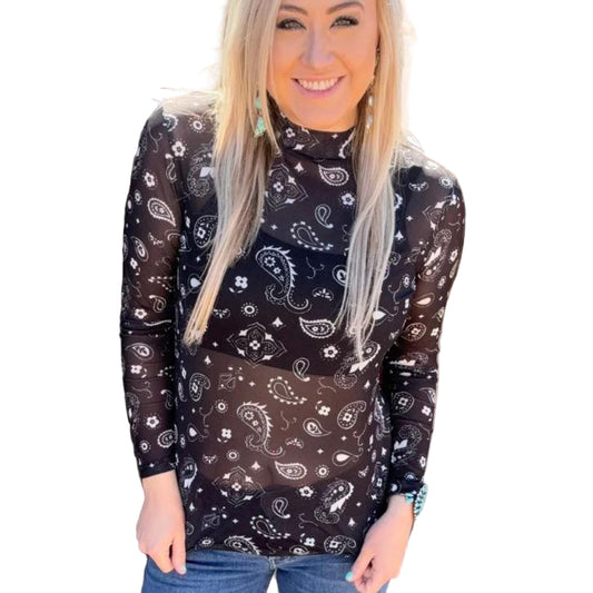 Sterling Kreek Women's Bandana Babe Mesh Long Sleeve Shirt- Multiple Colors