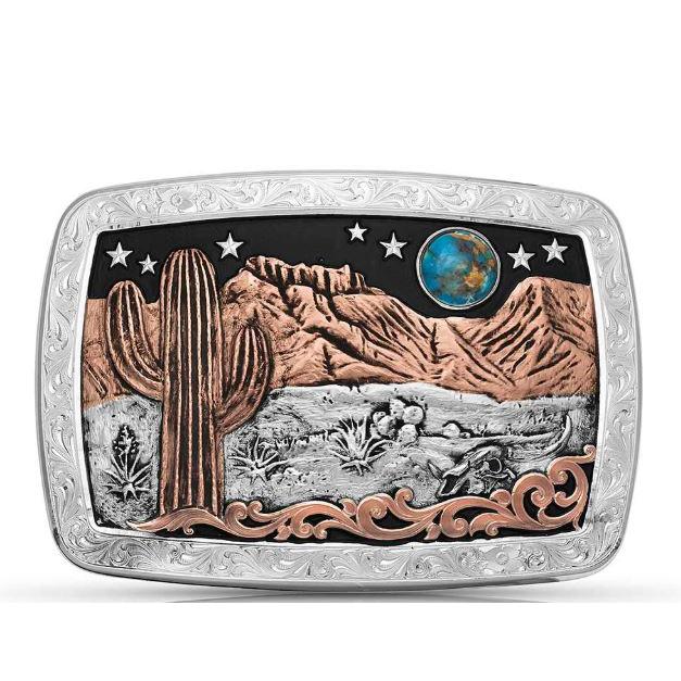 Montana Silversmith Desert Moon Cactus Buckle -Turquoise