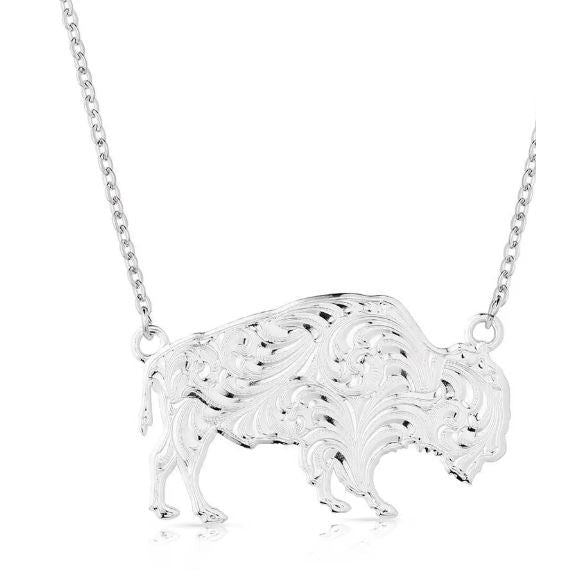 Montana Silversmiths Silver Buffalo Silhouette Necklace