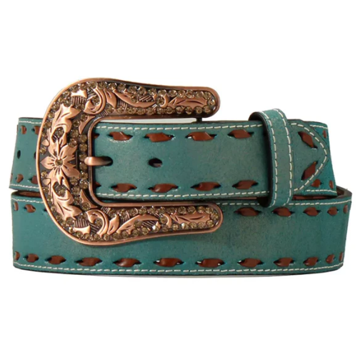 Angel Ranch Women's 1 1/2" Buck Lace Belt- Turquoise - Irvine Tack & Western Wear
