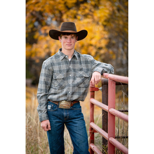 Wyoming Trader Men's Long Sleeve Snap Front Shirt- Grey