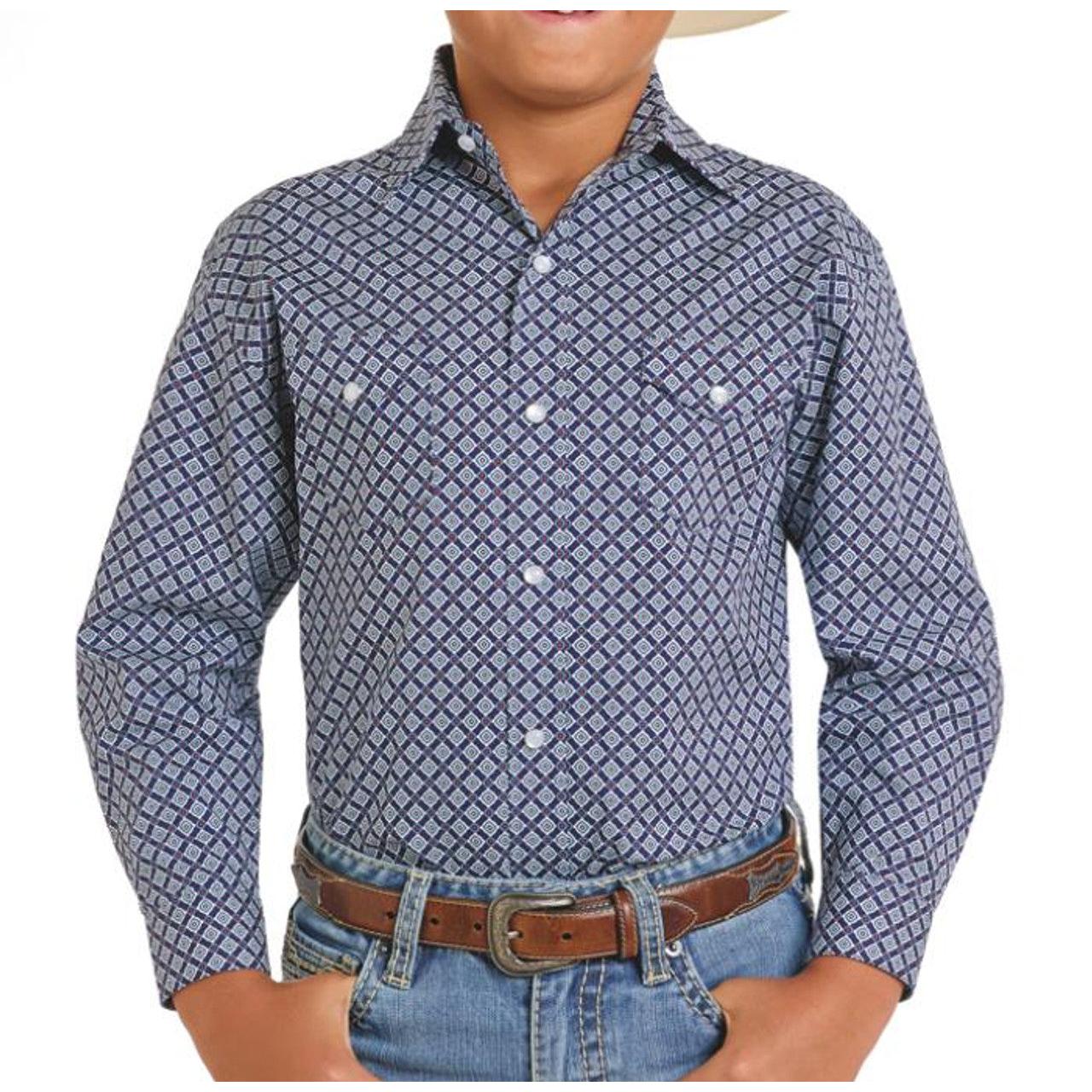 Rock & Roll Boy's Long Sleeve Shirt- Navy