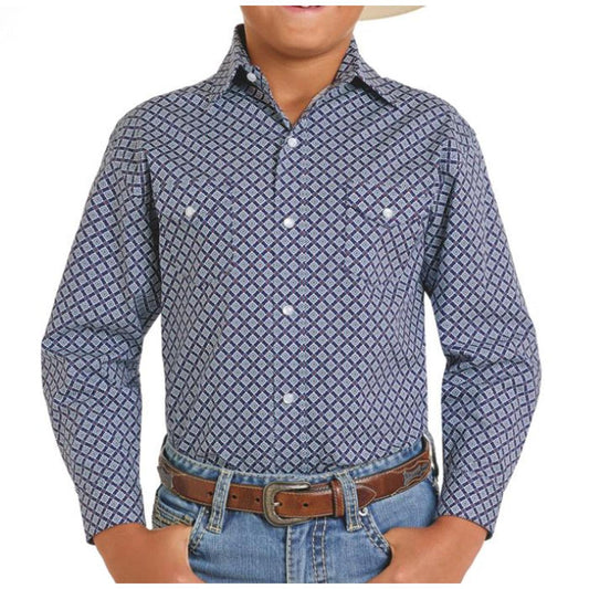 Rock & Roll Boy's Long Sleeve Shirt- Navy