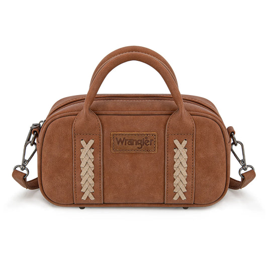Wrangler Whipstitch Mini Satchel Crossbody Bag- Brown