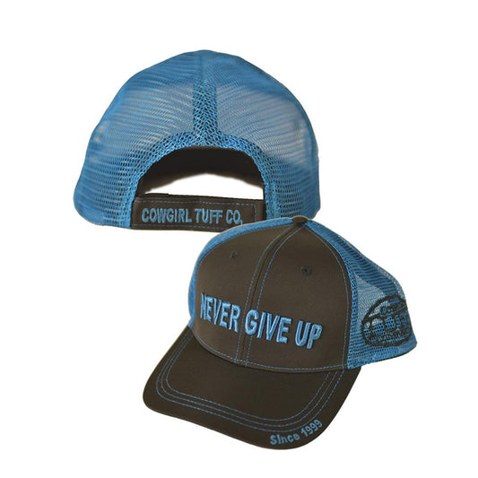 Cowgirl Tuff Never Give Up Cap- Black/Blue