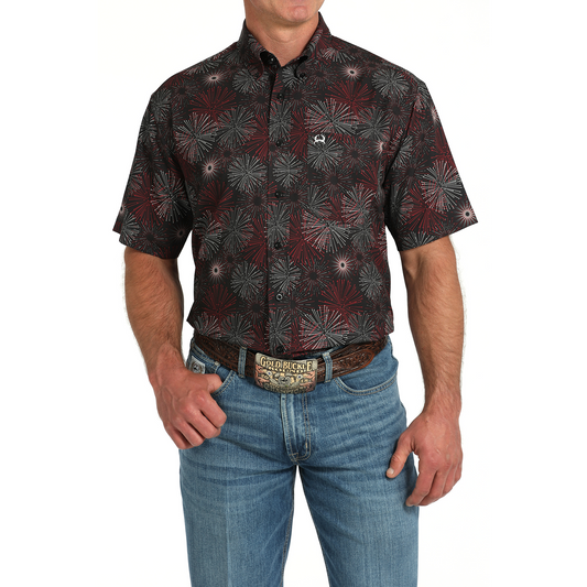 Cinch Men's Short Arenaflex Print Shirt-Black
