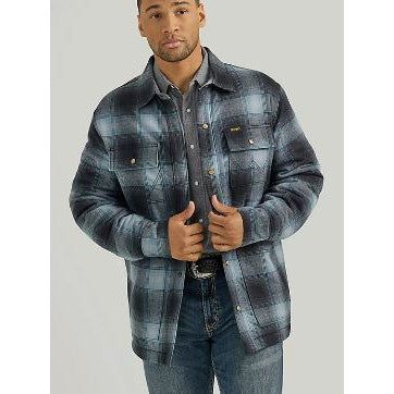 Wrangler Men's Long Sleeve  Sherpa Lined Flannel Shirt Jacket- Mid State