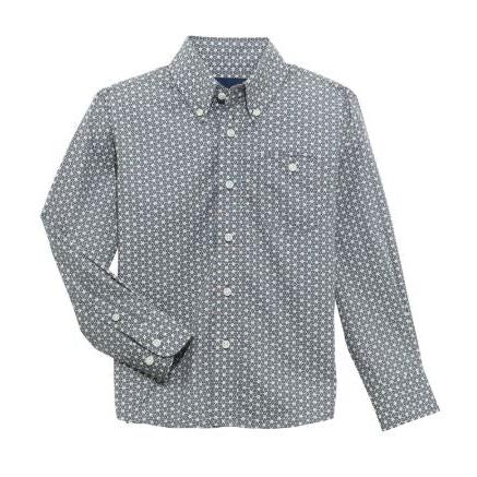 Wrangler Boy's Bucking Cancer Long Sleeve Shirt- Grey/Pink