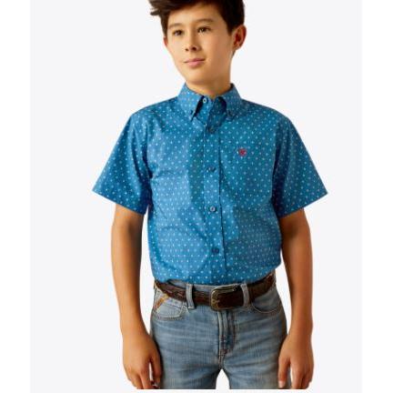 Ariat Boy's Scott Classic Fit Shirt- Dark Teal