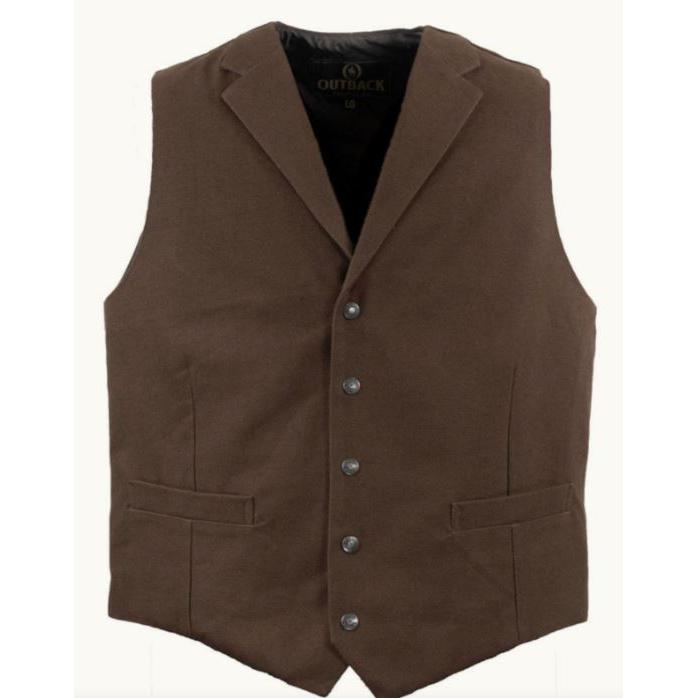 Outback Men's Jesse Canvas Vest-Brown