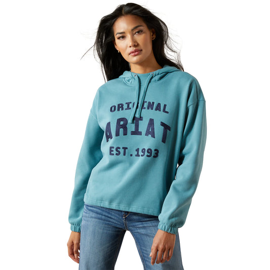 Ariat Women's Original Logo Essential Brittany Long Sleeve Hoodie- Blue