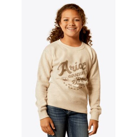 Ariat Girl's Long Sleeve Original Sweatshirt- Oatmeal Heather