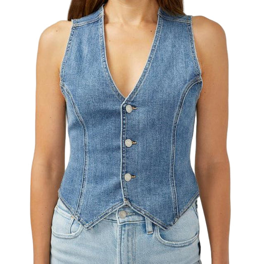 Silver Women's Classic Denim Vest- Indigo