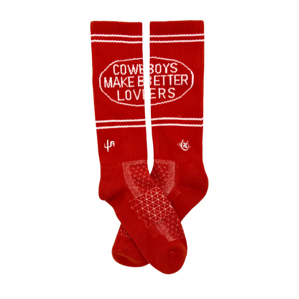 Lucky Chuck Cowboys Make Better Lover Socks- Red