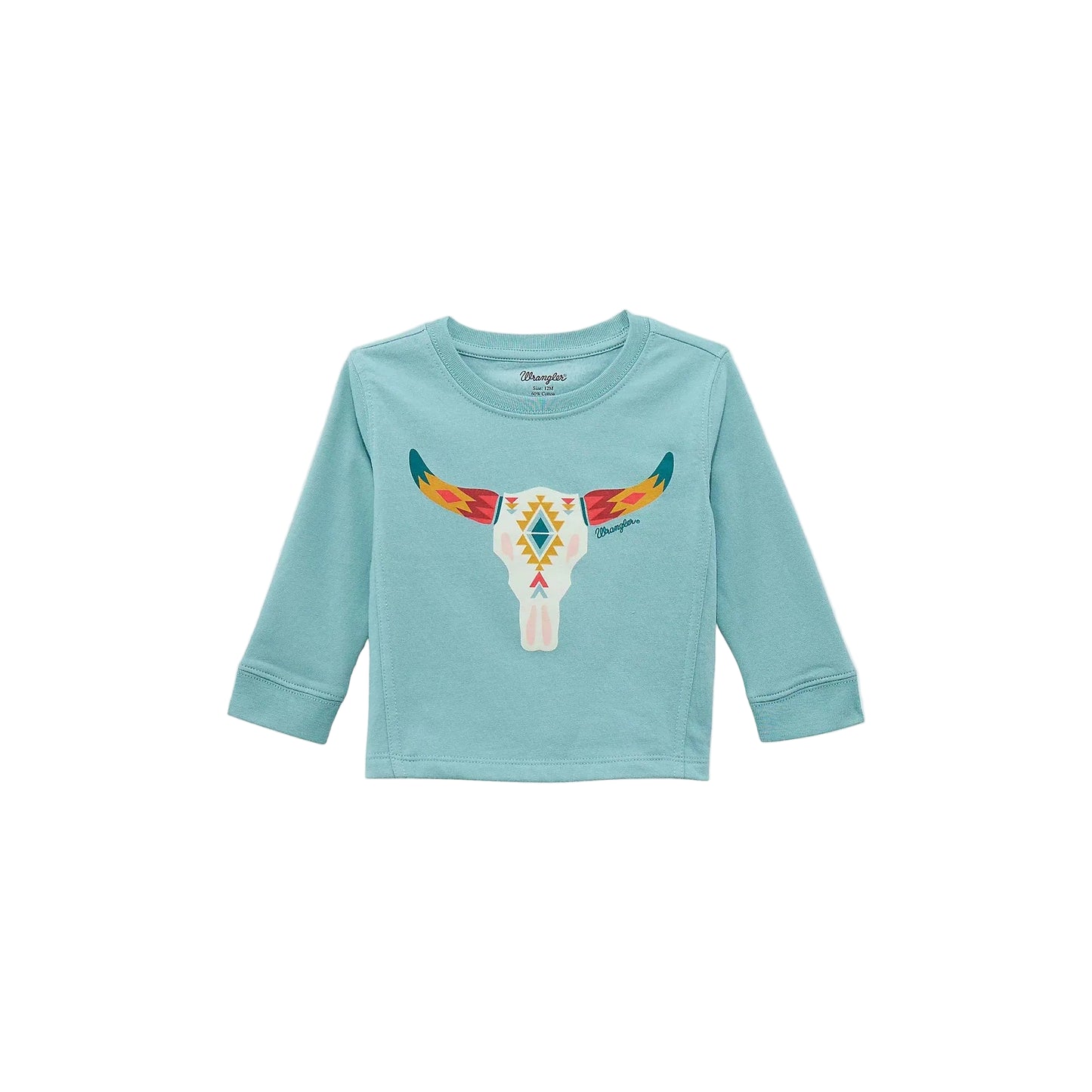 Wrangler Baby Girl Long Sleeve Graphic Tee Shirt-Blue Steer