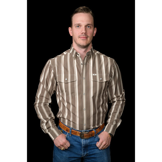 Ferrell Brand Men's The Atlas Long Sleeve Snap Shirt- Green