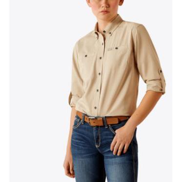 Ariat Women's Rebar Made Tough 360 Airflow Durastretch Work Shirt- Quartz Pink