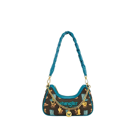 Wrangler Rodeo Icons Braided Handle Shoulder Bag- Coffee