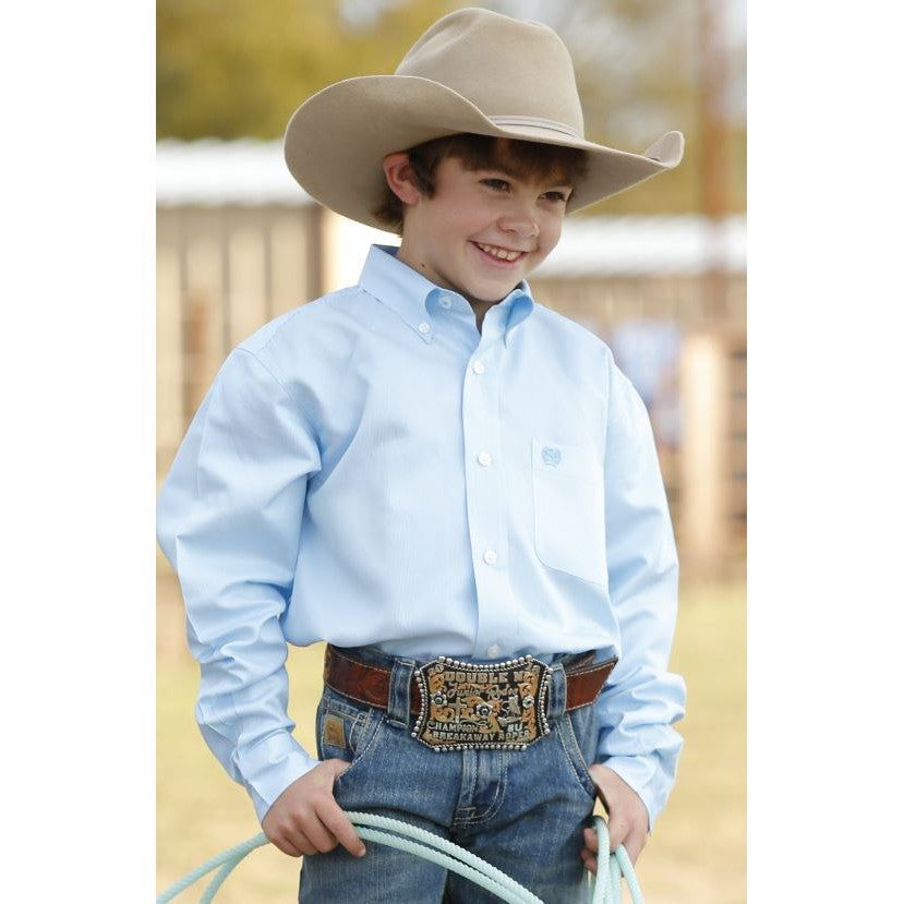 Cinch Boy's Long Sleeve Strip Shirt - Blue