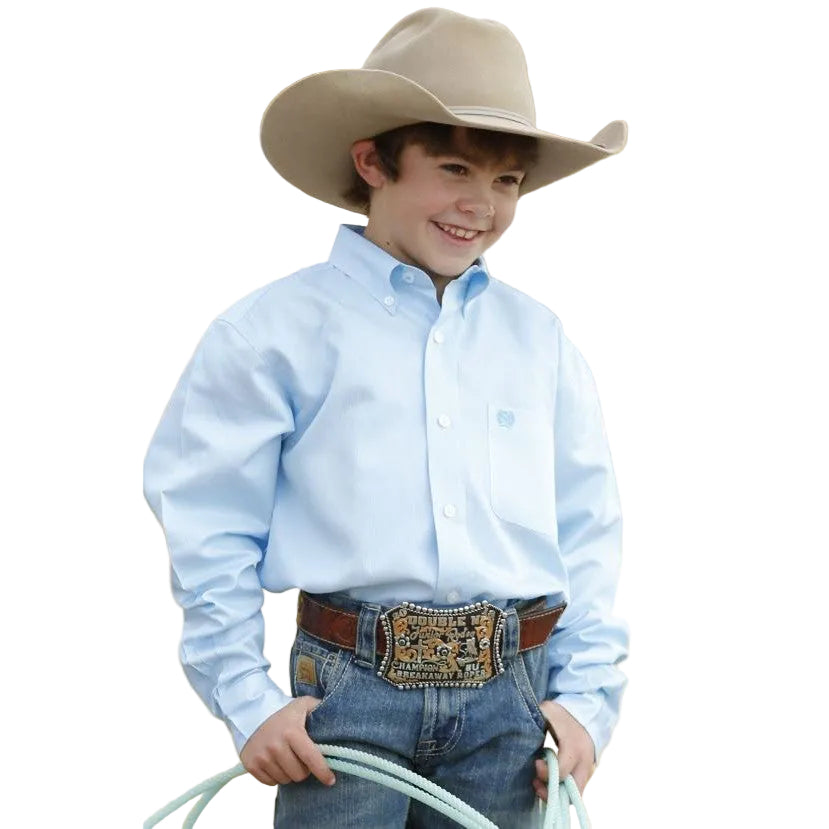 Cinch Boy's Long Sleeve Strip Shirt - Light Blue - Irvine Tack & Western Wear