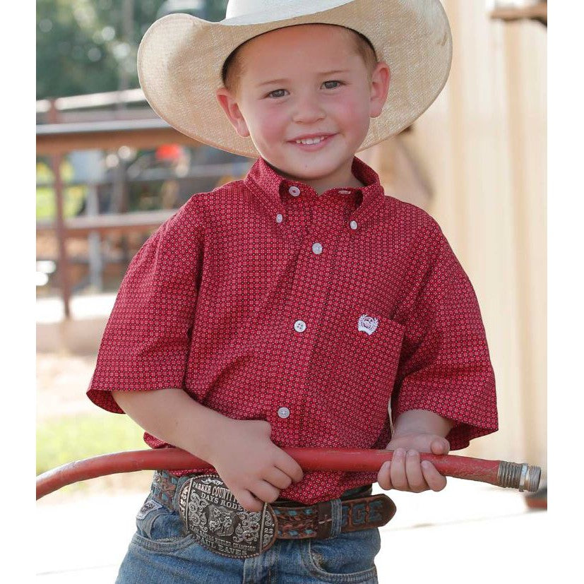 Cinch Boy's Long Sleeve Paisley Print Shirt -Red