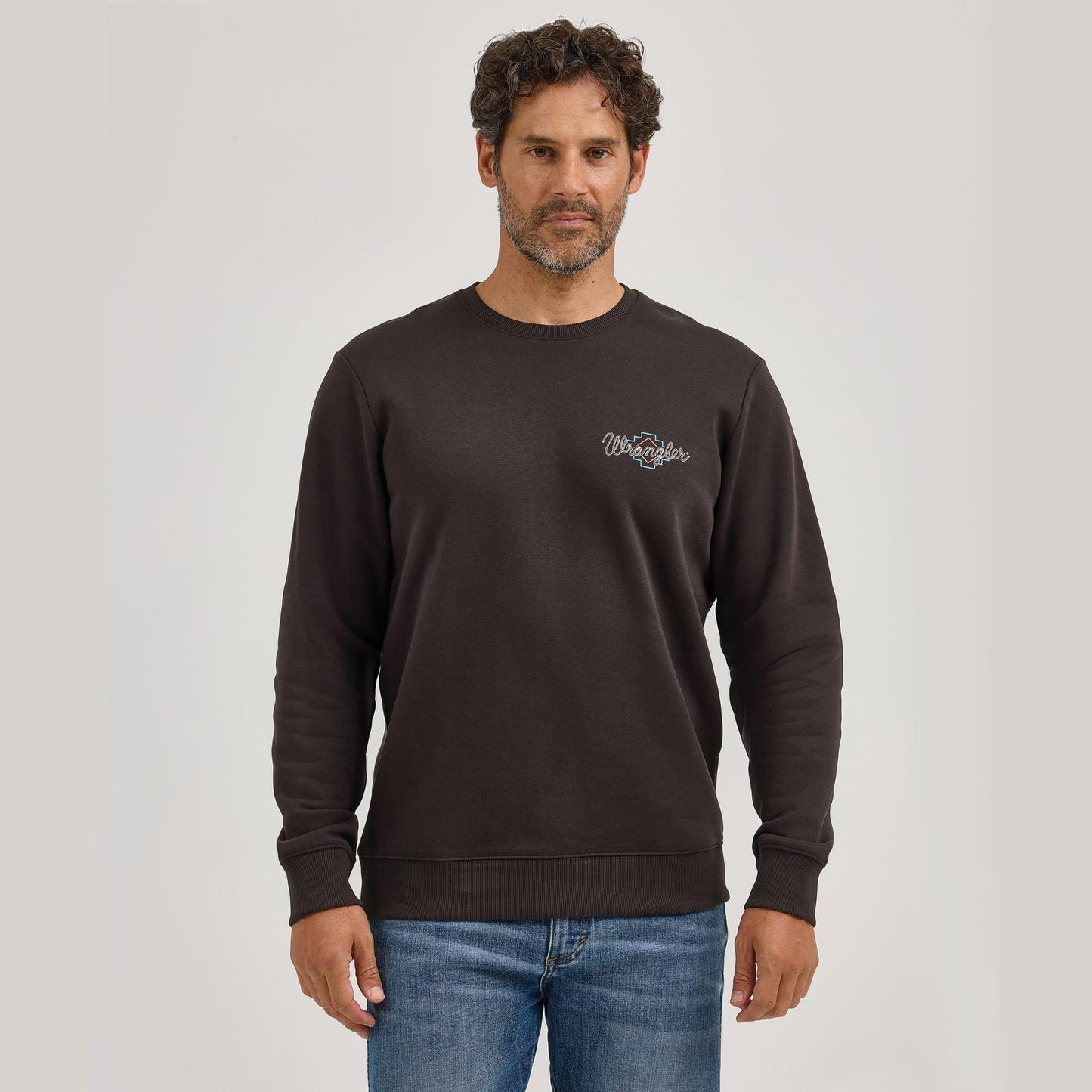 Wrangler Men's Graphic Long Sleeve Regular Fit Sweatshirt- Espresso