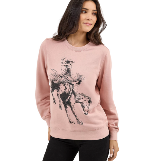 Wrangler Women's Long Sleeve Graphic Crew Sweatshirt - Misty Rose