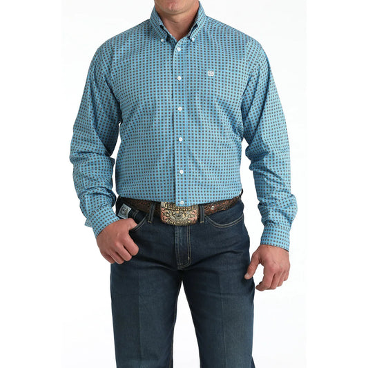Cinch Men's Long Sleeve Geo Print Western Shirt-Blue