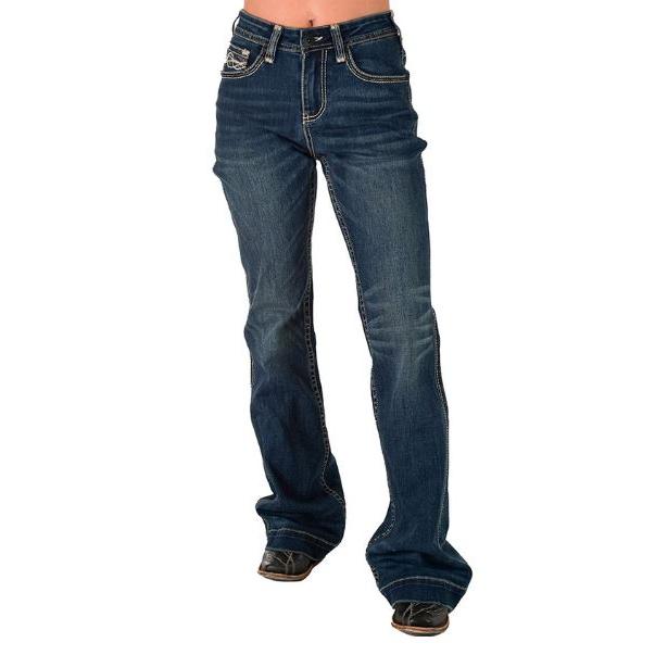 Cowgirl Tuff Women's Next Level High Waist Trouser Jeans- Medium Wash