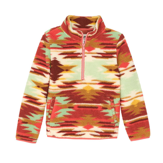 Wrangler Western Girl's Sherpa Zip Pullover- Green