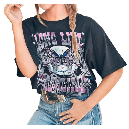Wrangler Lainey Wilson Long Live Cowgirls Short Sleeve Oversized Tee Shirt- Long Live Cowgirls