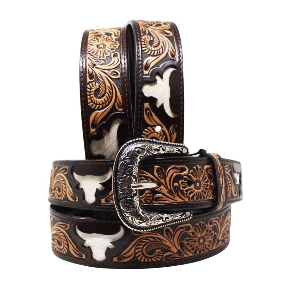 Western Men's 1 1/2" Tooled Belt