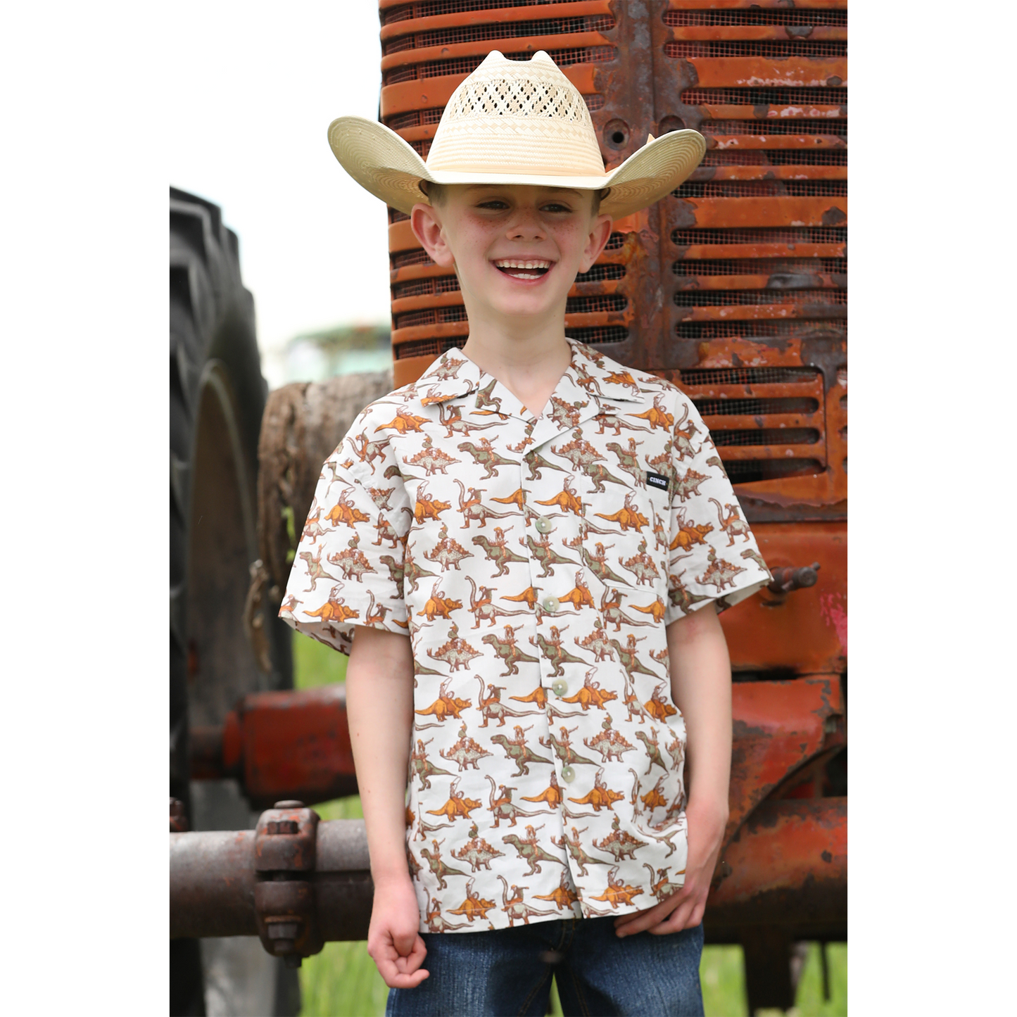 Cinch Boys Short Sleeve Camp Shirt-Cream