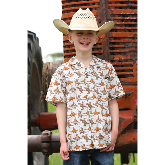 Cinch Boys Short Sleeve Camp Shirt-Cream