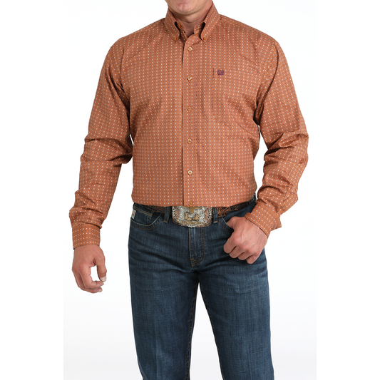 Cinch Men's Long Sleeve Print Shirt- Brown