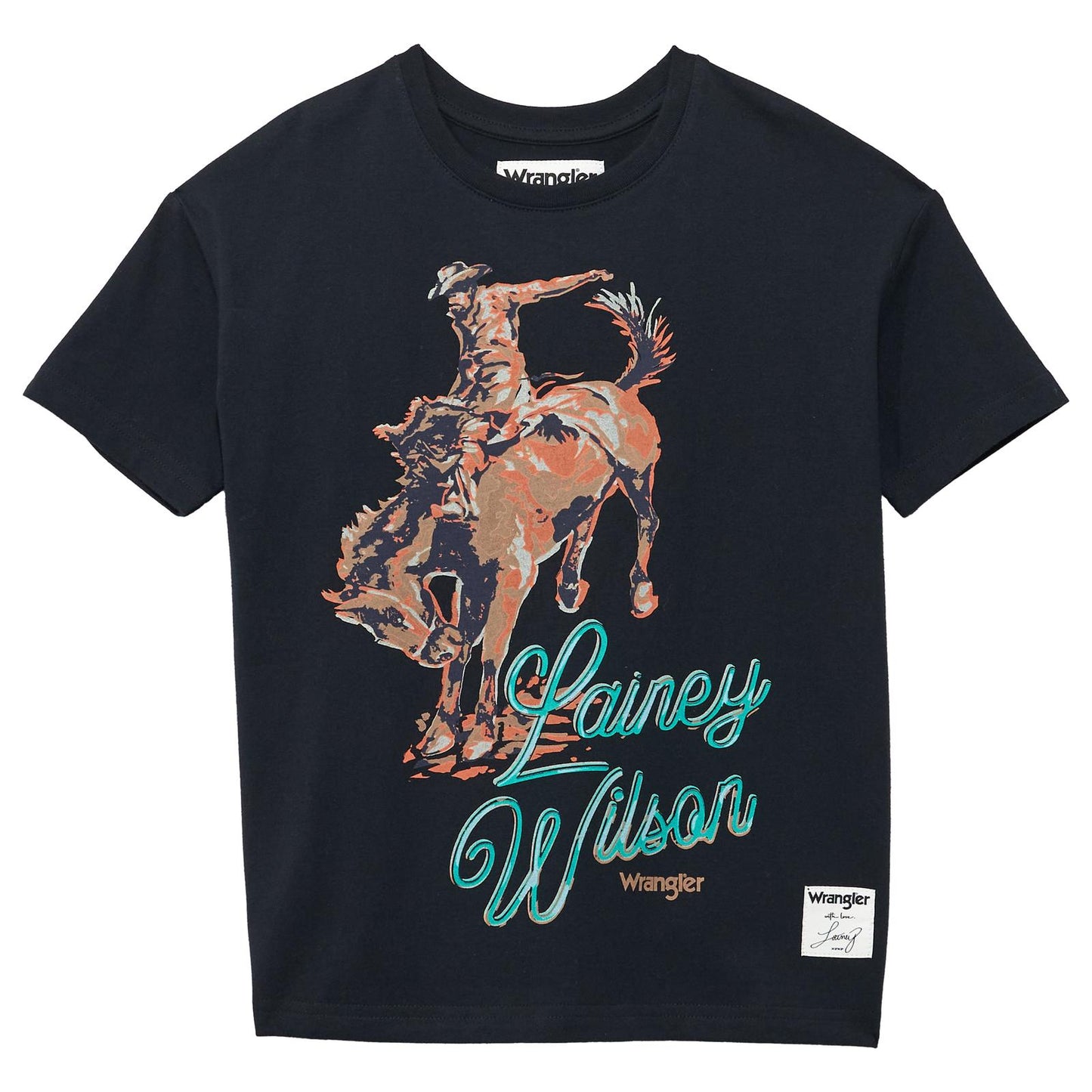 Wrangler Lainey Wilson Girls Short Sleeve Don't Work Tee Shirt-Black