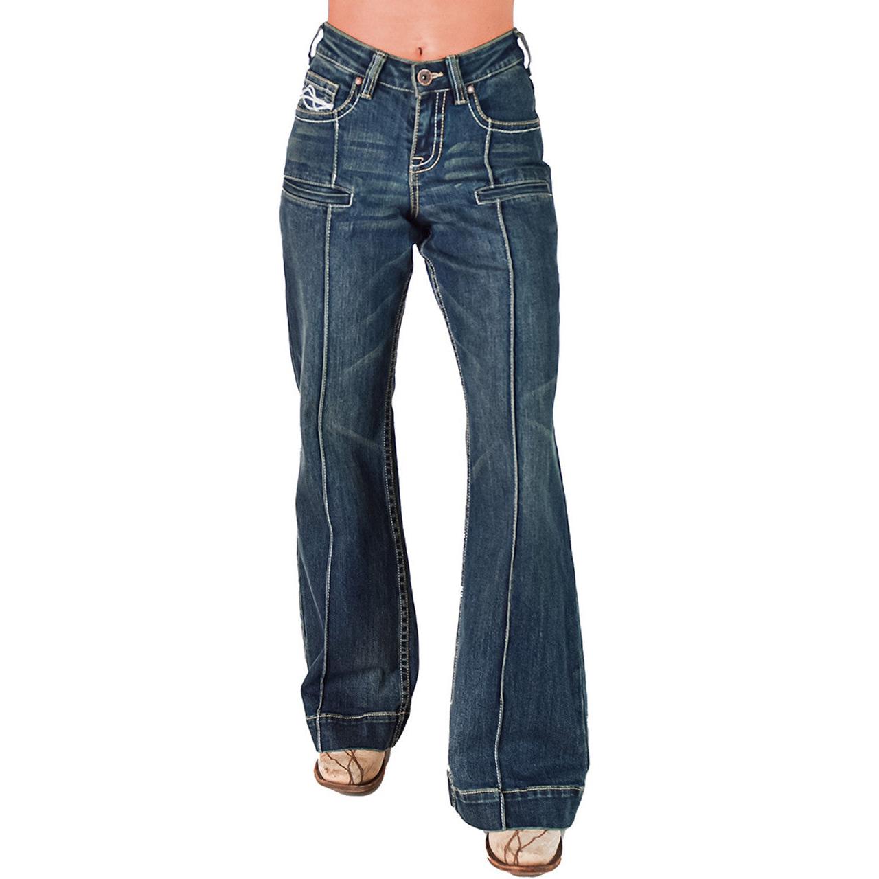 Cowgirl Tuff Women's DFMI Wide Leg Trouser Jeans- Medium Wash