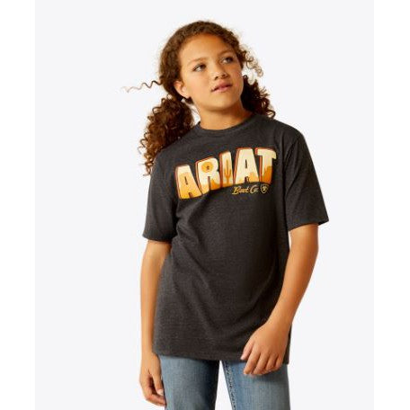 Ariat Girl's Short Sleeve Postcard Tee Shirt- Charcoal Heather